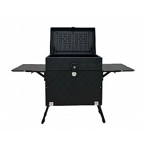 Caixa de cozinha de acampamento de alumínio com gavetas e bacia dobrável