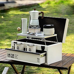 Estação para cafeteira de camada dupla - Caixa para guardar utensílios de café